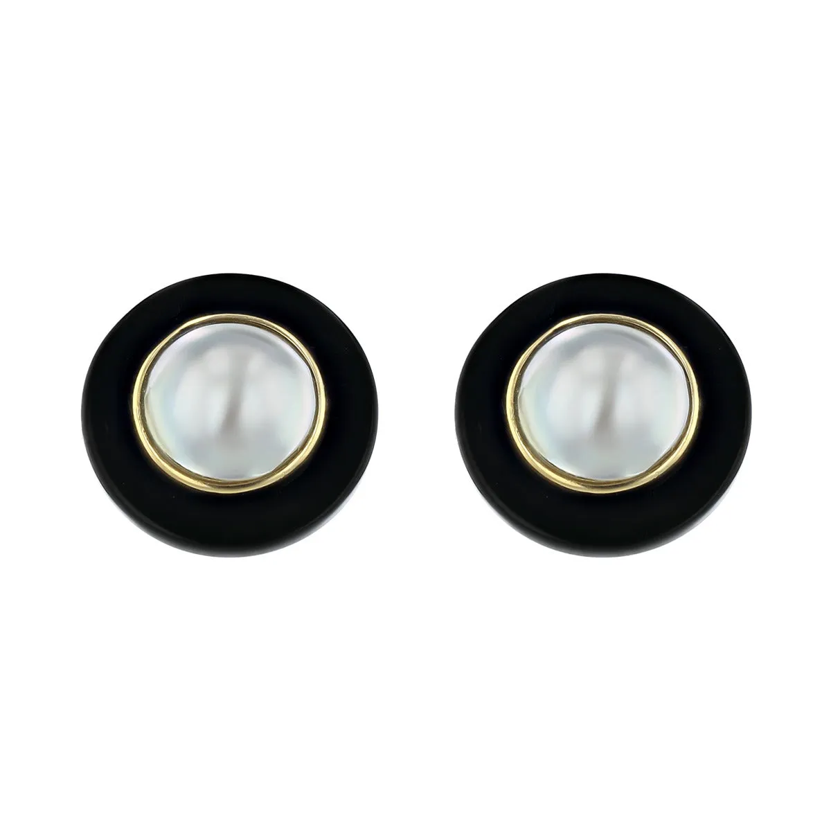 14K Yellow Gold 11.50mm Mabe Pearl Earrings