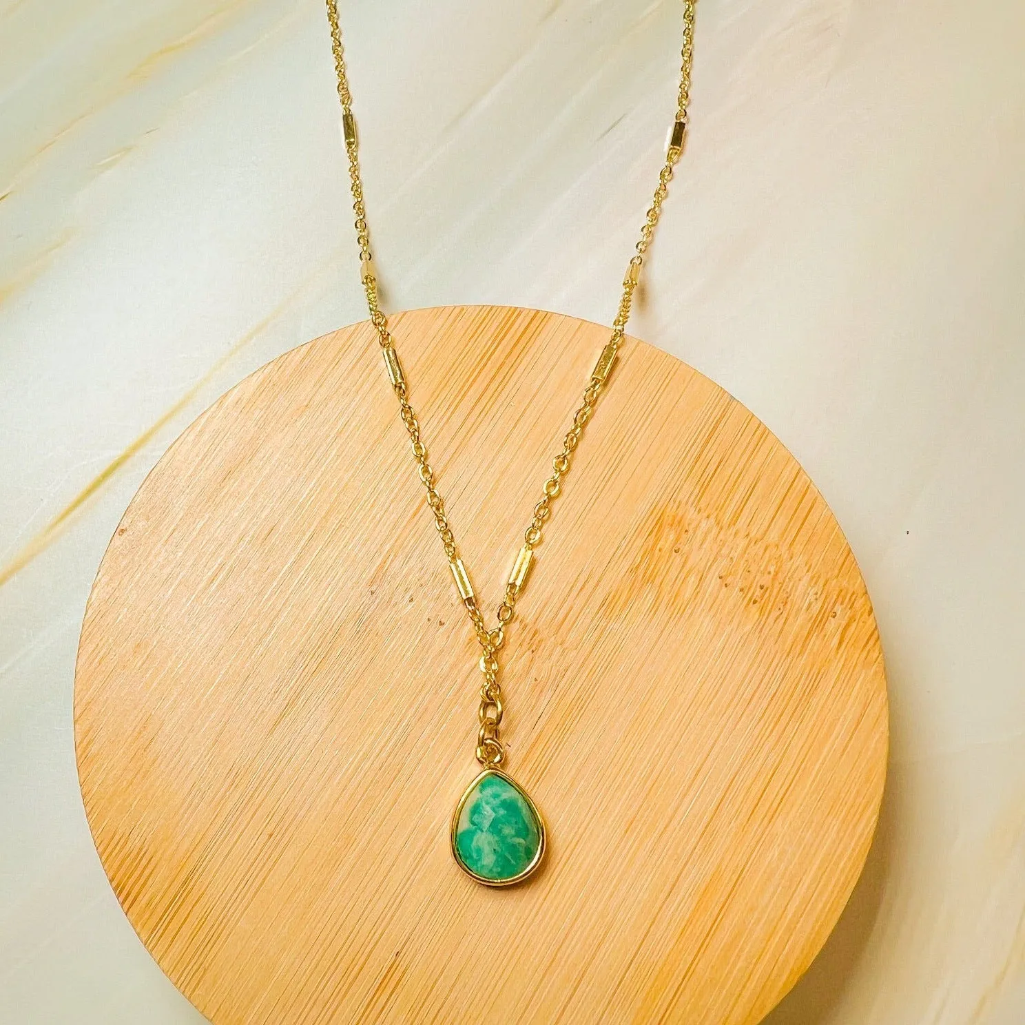 Gemstone Droplet Necklace