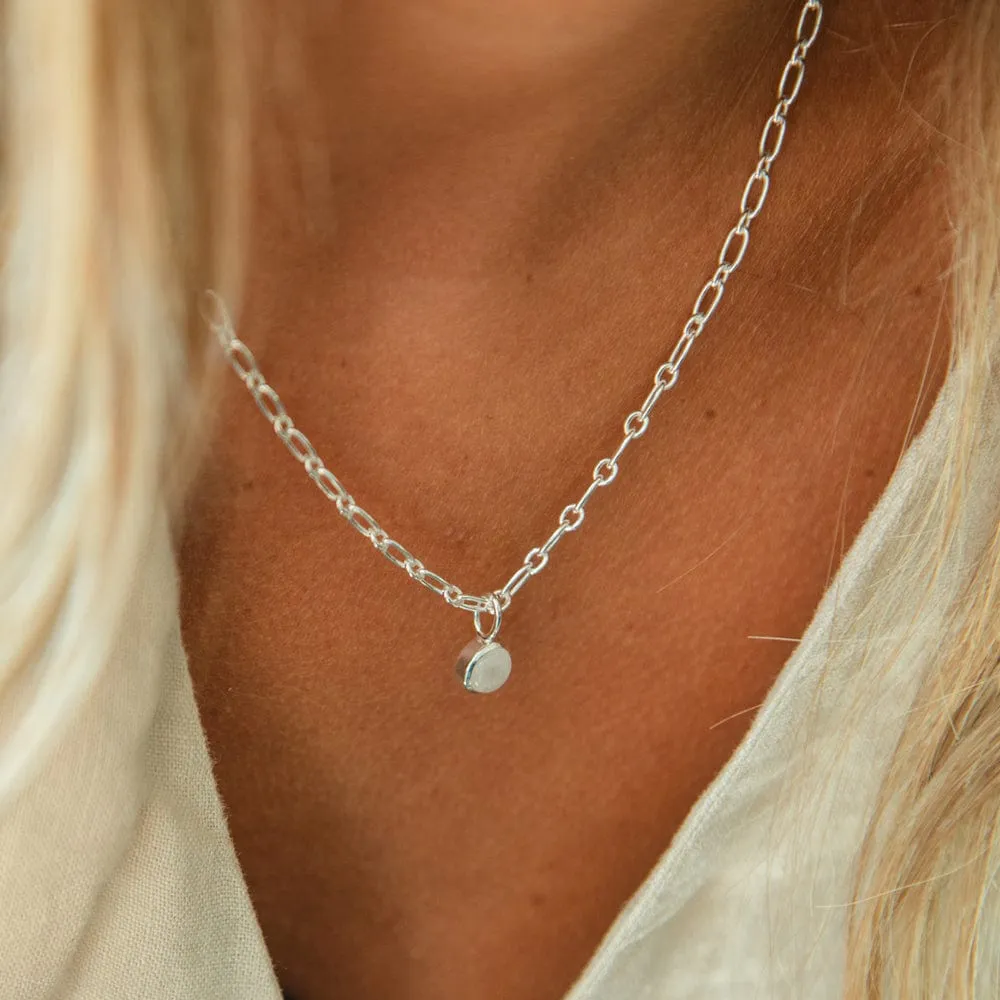 Rainbow Moonstone Chunky Healing Stone Necklace Sterling Silver