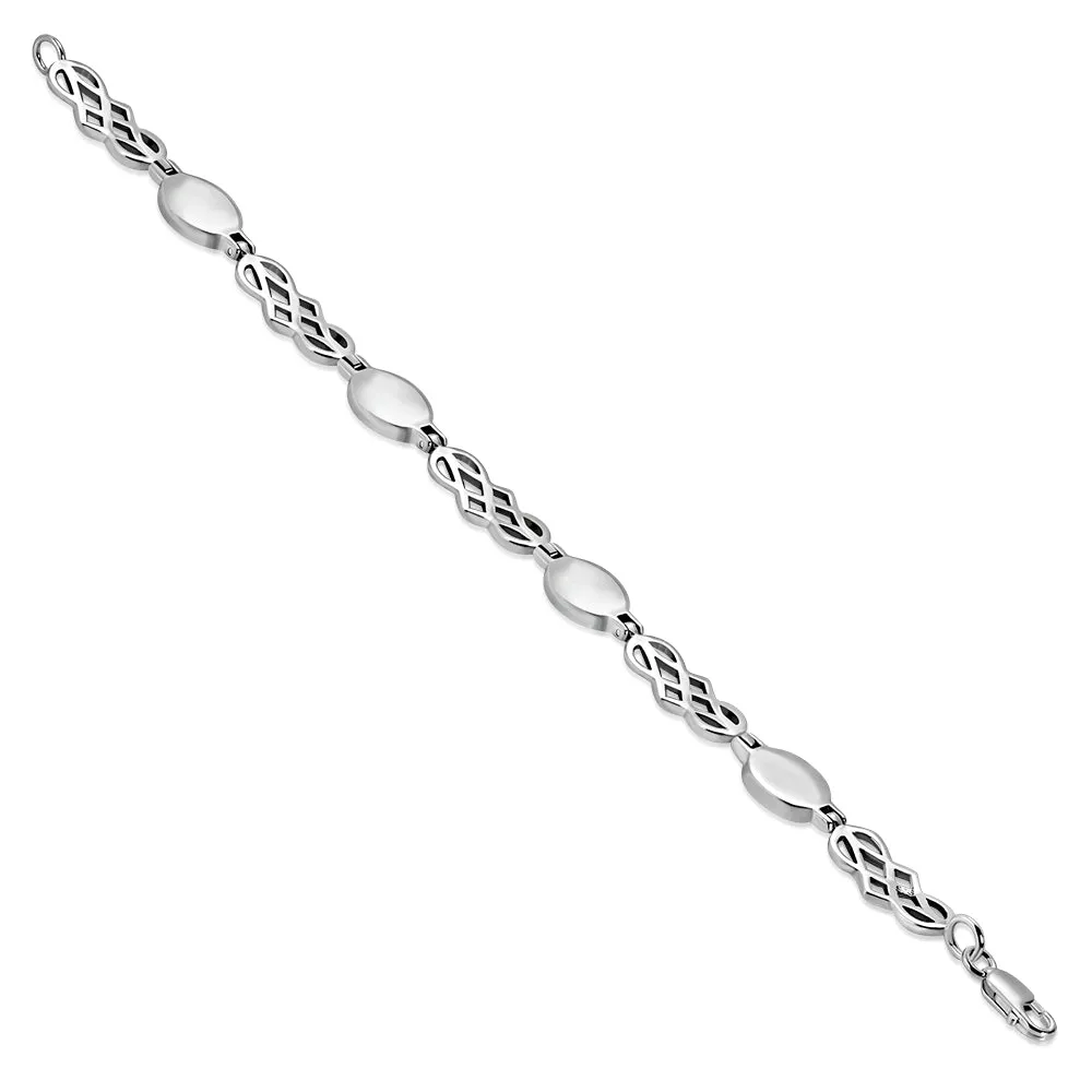 Turquoise Oval Links Celtic Knot Silver Bracelet